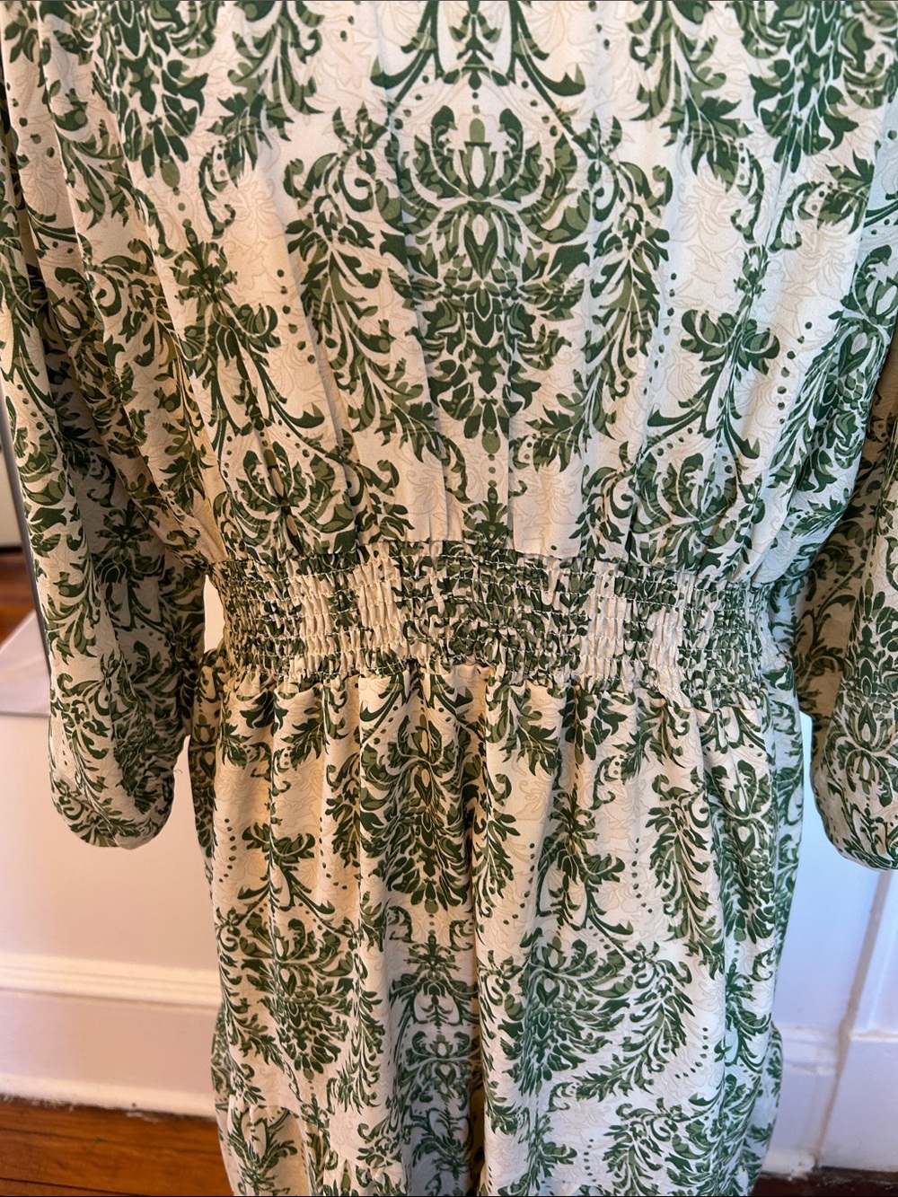 Green Damask Print Maxi Dress for Women - Picture 9 of 16